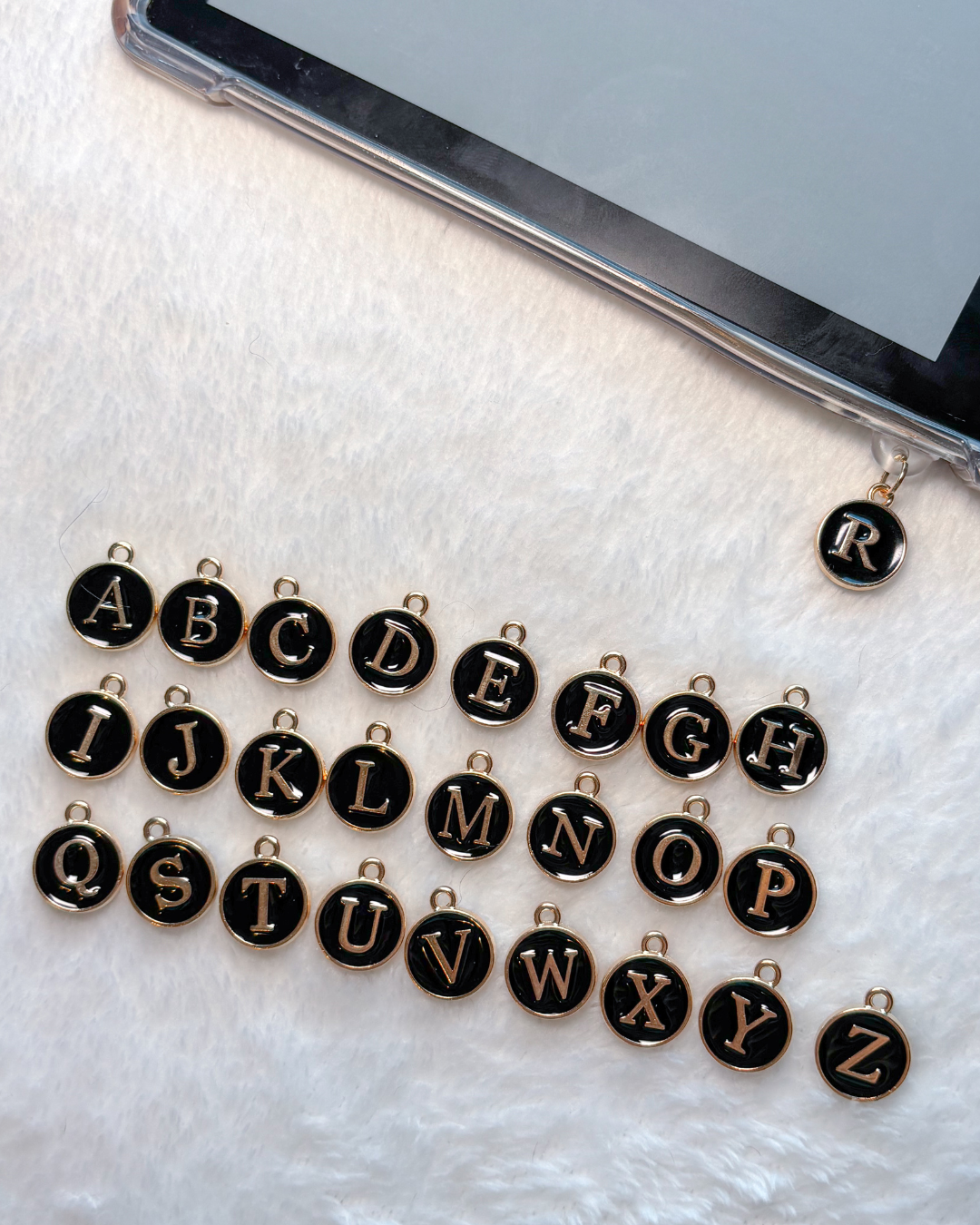 Black & Gold Letter kindle charm