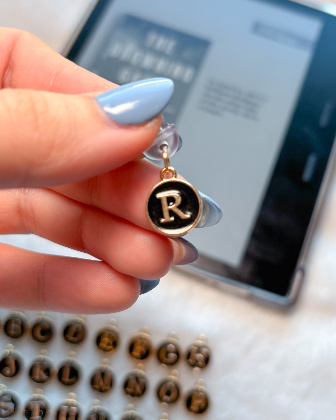Black & Gold Letter kindle charm
