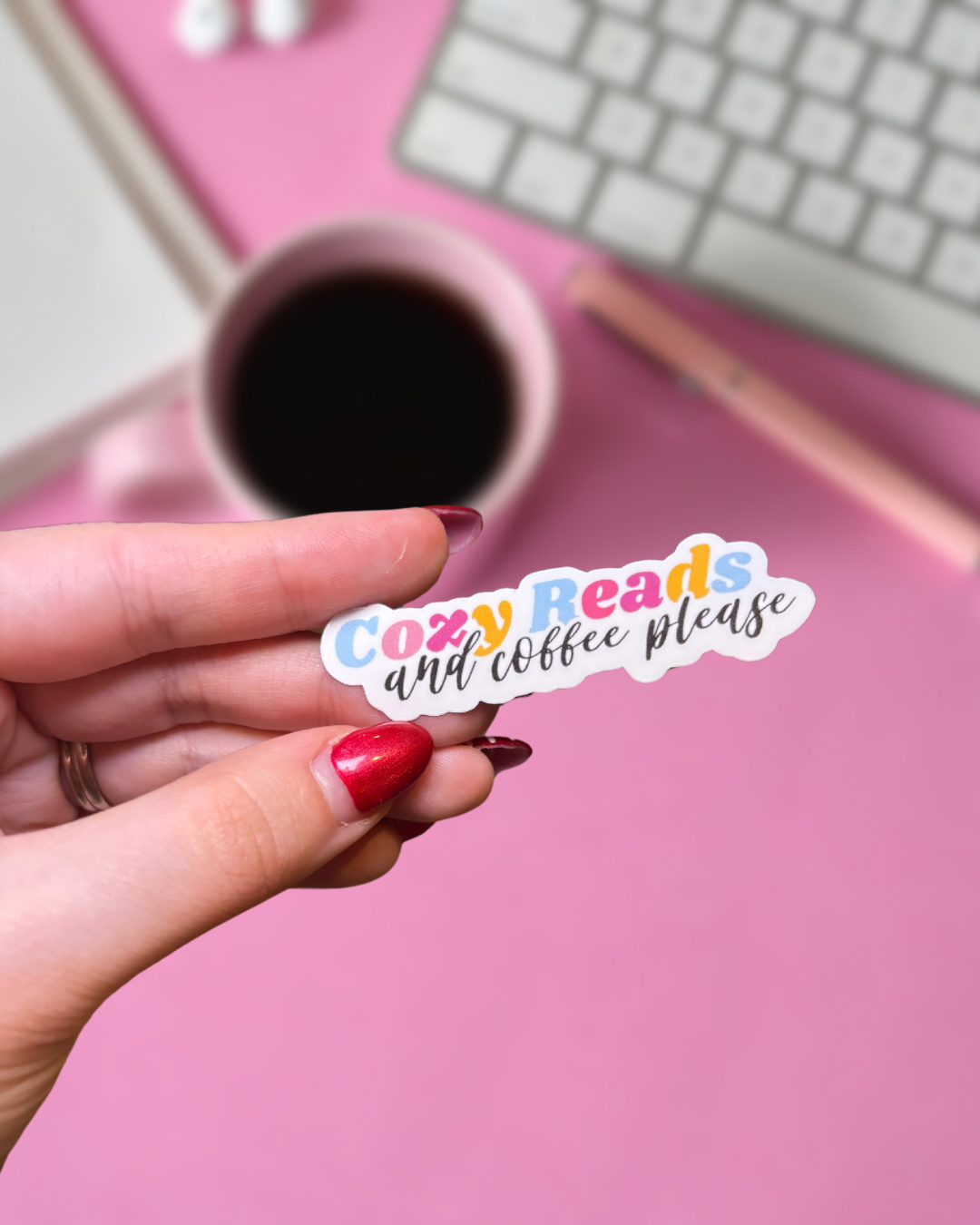 Cozy Reads and Coffee Please sticker