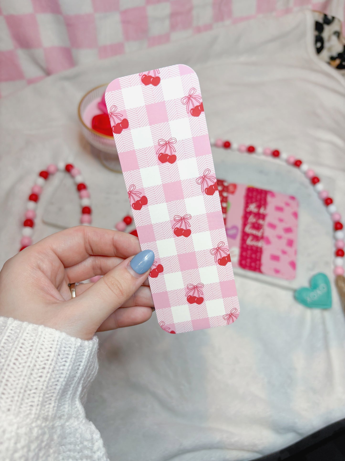 Cherries & Plaid Bookmark