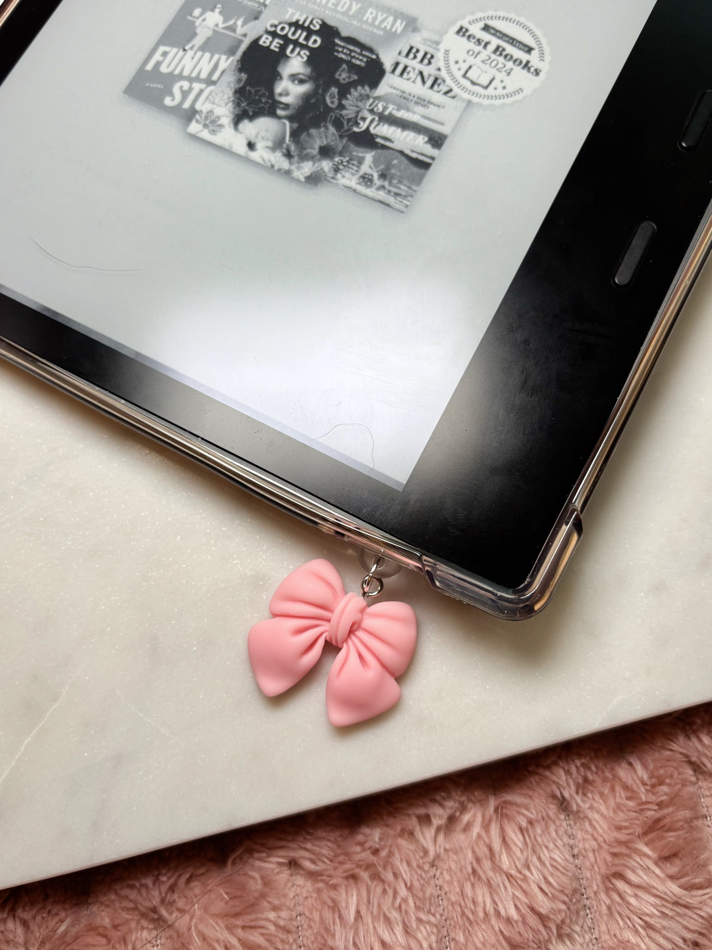Large Pink Bow Kindle Charm